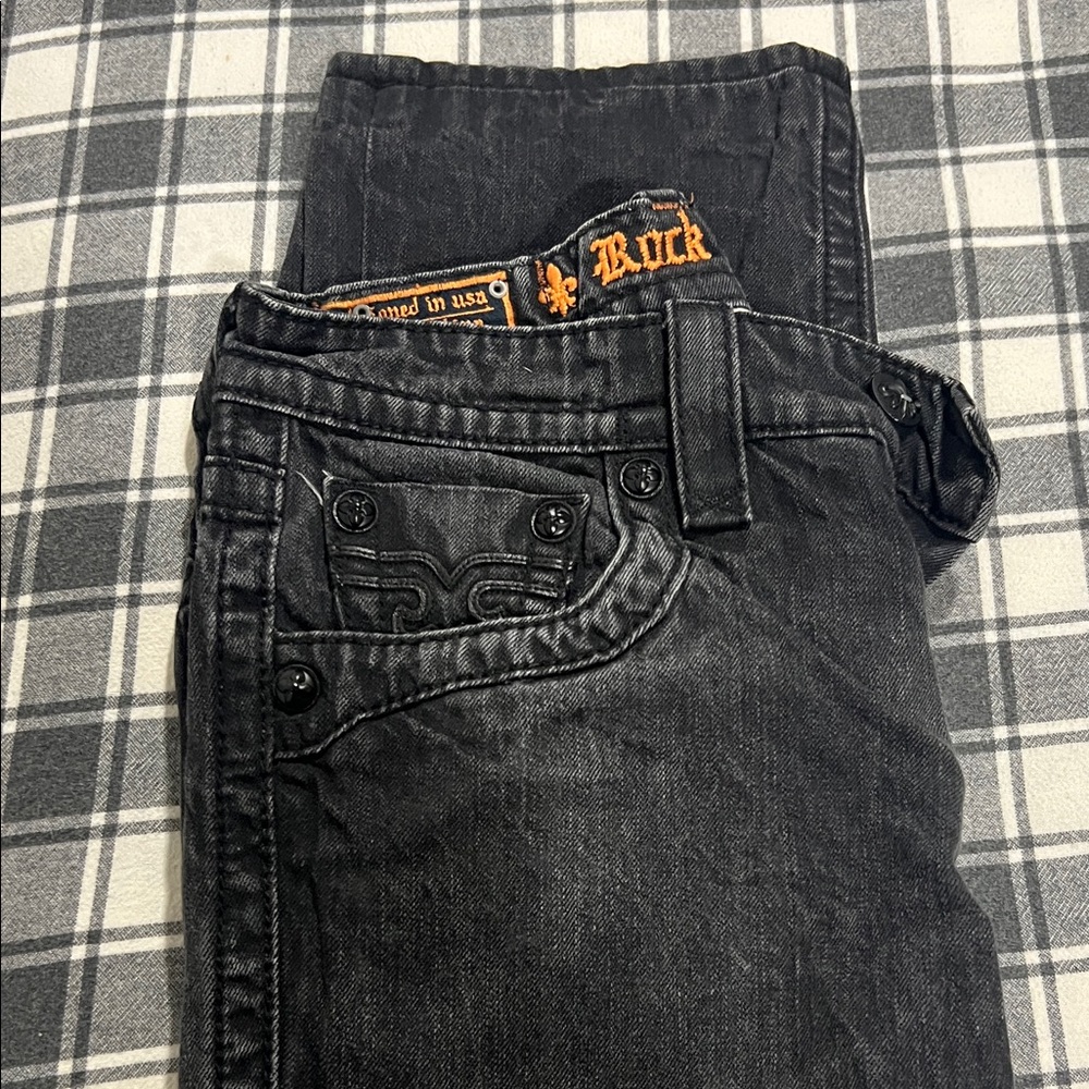 Rock Revival Mens Black Straight Leg Jeans - Picture 3 of 5